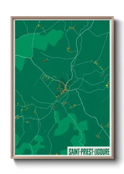 Une affiche de carte sur Saint-Priest-Ligoure
