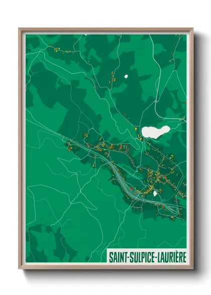 Une affiche de carte sur Saint-Sulpice-Laurière