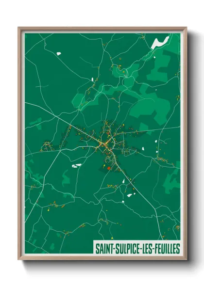 Une affiche de carte sur Saint-Sulpice-les-Feuilles