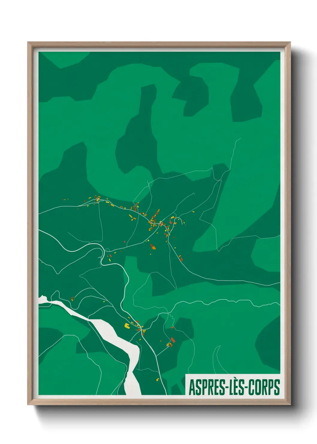 Un poster carte Aspres-lès-Corps