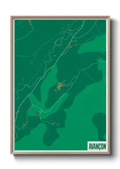 Une affiche de carte sur Avançon