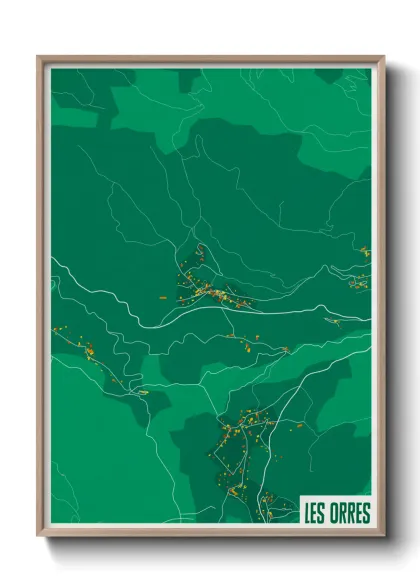 Une affiche de carte sur Les Orres