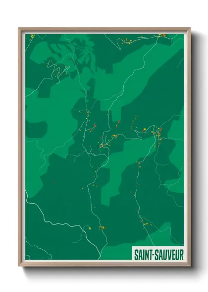Une affiche de carte sur Saint-Sauveur