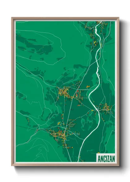 Une affiche de carte sur Ancizan