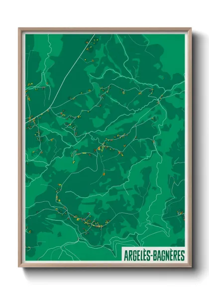 Une affiche de carte sur Argelès-Bagnères