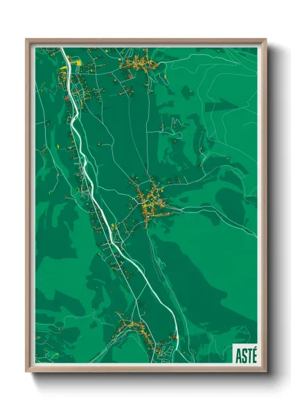 Une affiche de carte sur Asté