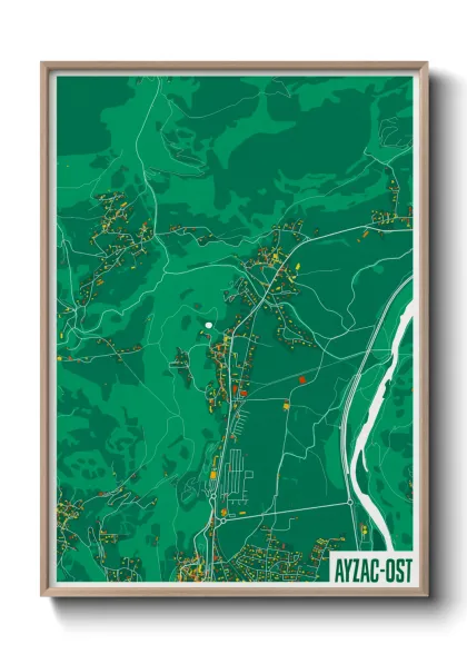 Une affiche de carte sur Ayzac-Ost