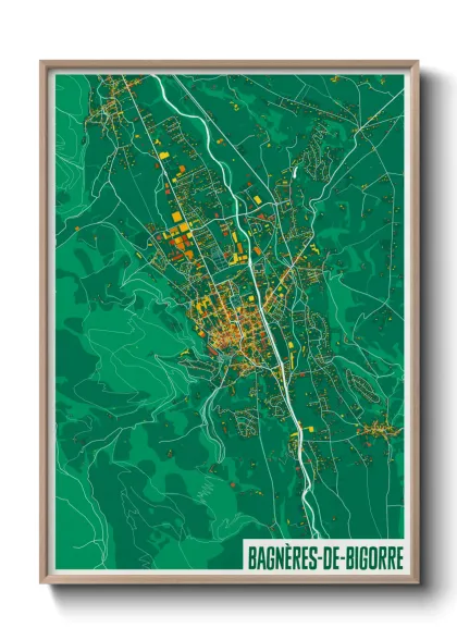 Une affiche de carte sur Bagnères-de-Bigorre