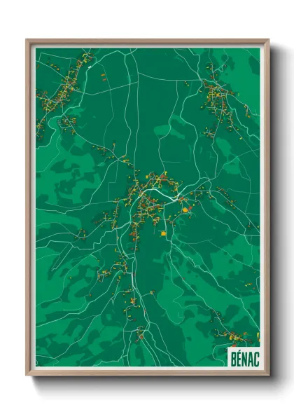 Une affiche de carte sur Bénac