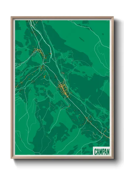 Une affiche de carte sur Campan