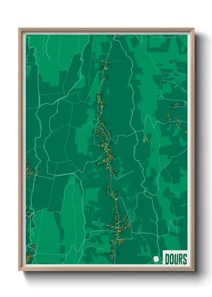 Une affiche de carte sur Dours