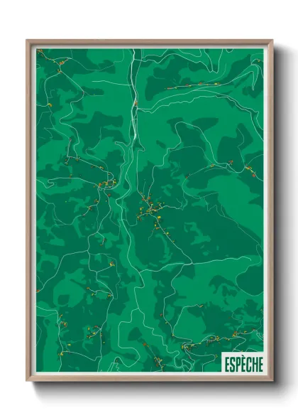 Une affiche de carte sur Espèche