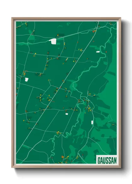 Une affiche de carte sur Gaussan