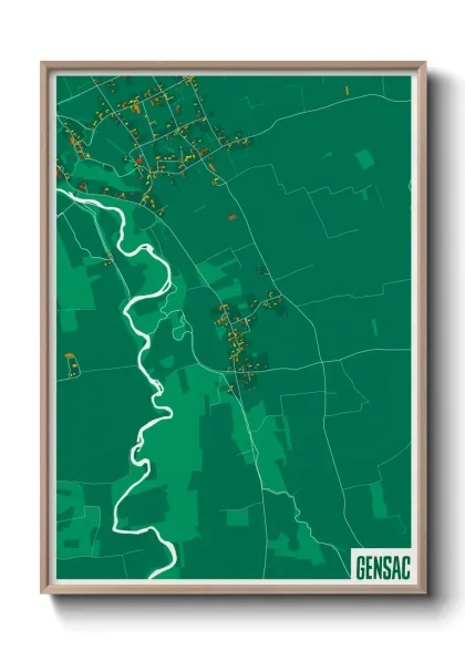 Une affiche de carte sur Gensac