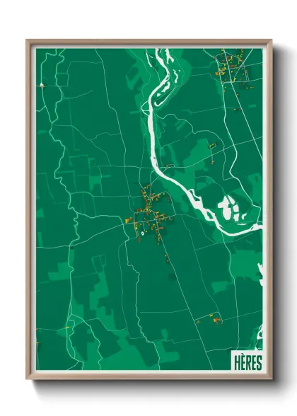 Une affiche de carte sur Hères