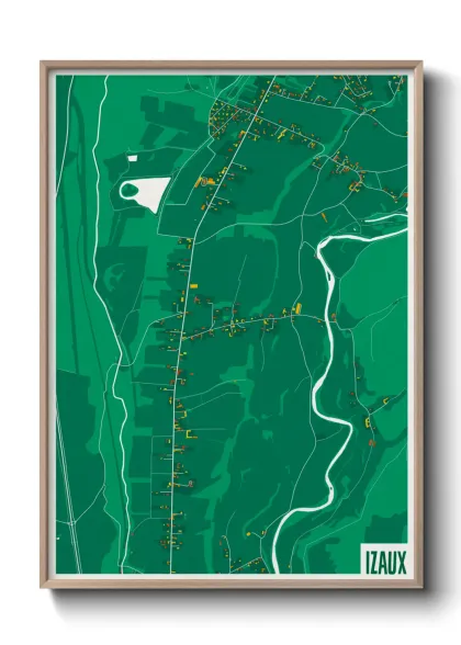 Une affiche de carte sur Izaux