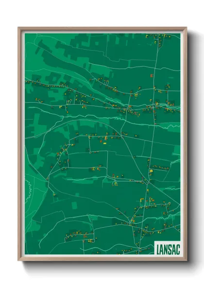 Une affiche de carte sur Lansac