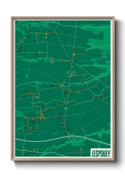 Une affiche de carte sur Lespouey