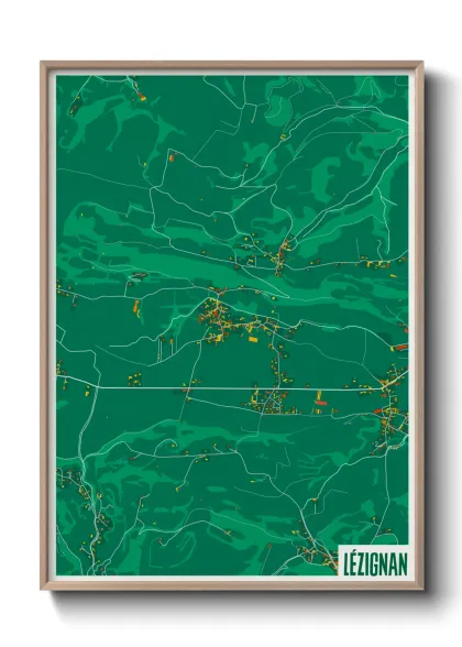 Une affiche de carte sur Lézignan