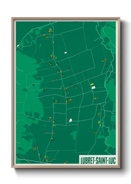 Une affiche de carte sur Lubret-Saint-Luc