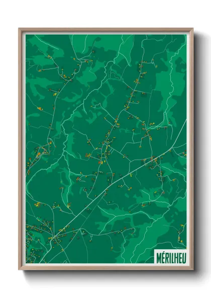 Une affiche de carte sur Mérilheu
