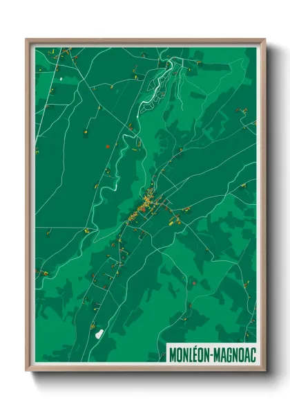 Une affiche de carte sur Monléon-Magnoac
