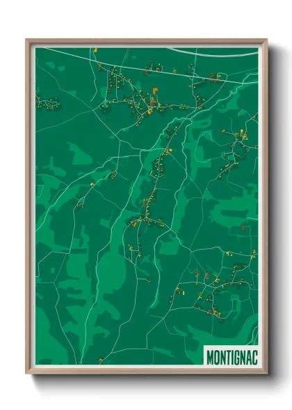 Une affiche de carte sur Montignac