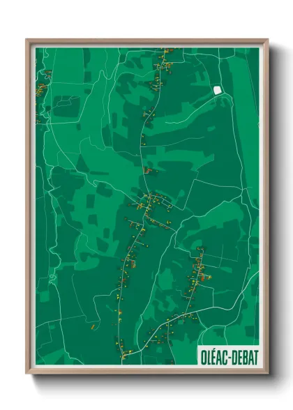 Une affiche de carte sur Oléac-Debat