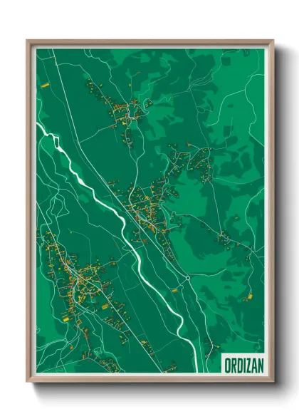 Une affiche de carte sur Ordizan