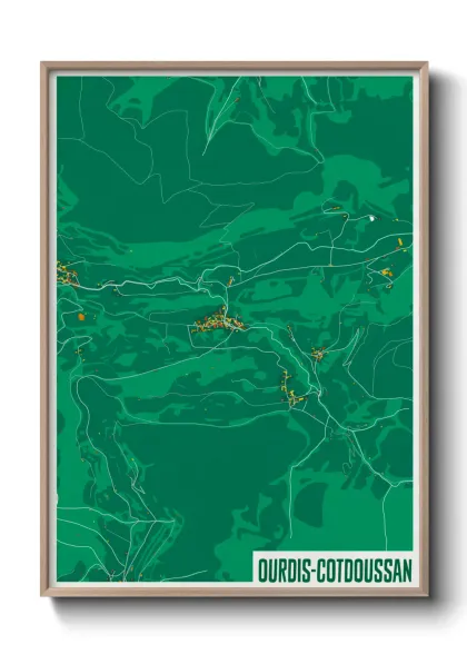 Une affiche de carte sur Ourdis-Cotdoussan