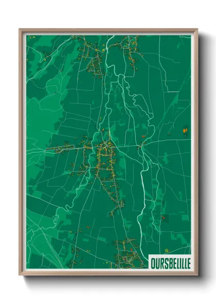 Une affiche de carte sur Oursbelille