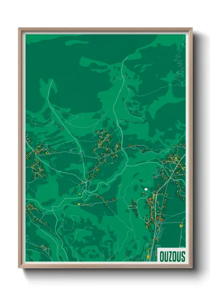 Une affiche de carte sur Ouzous