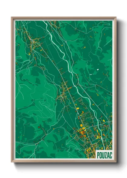 Une affiche de carte sur Pouzac