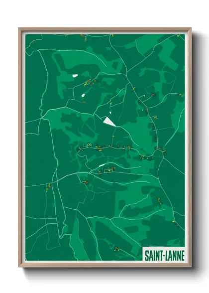 Une affiche de carte sur Saint-Lanne
