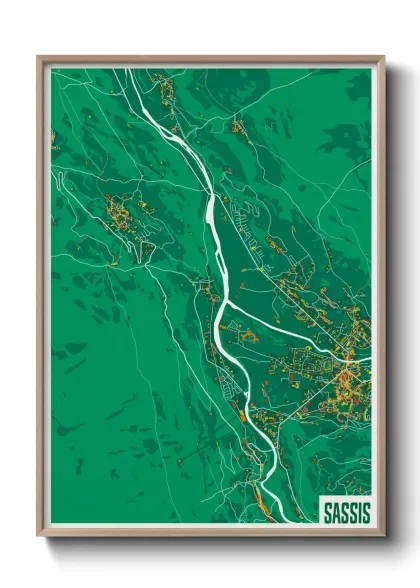 Une affiche de carte sur Sassis