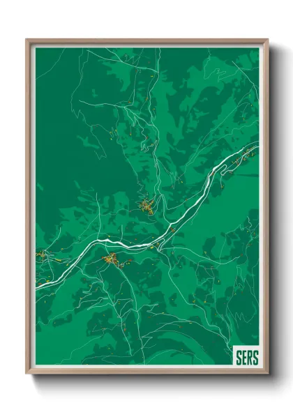 Une affiche de carte sur Sers