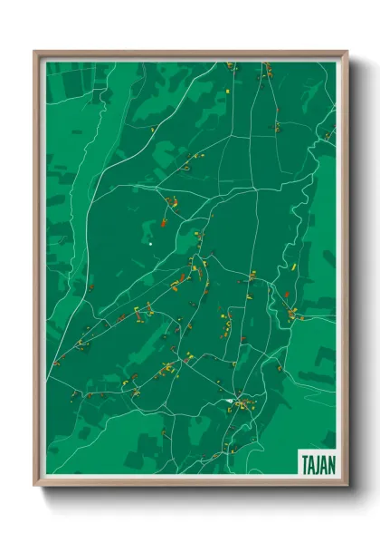 Une affiche de carte sur Tajan
