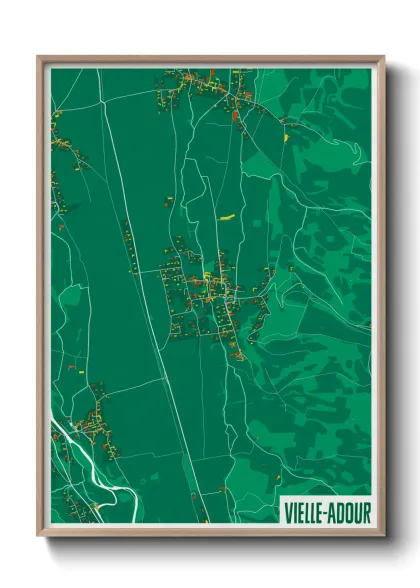 Une affiche de carte sur Vielle-Adour