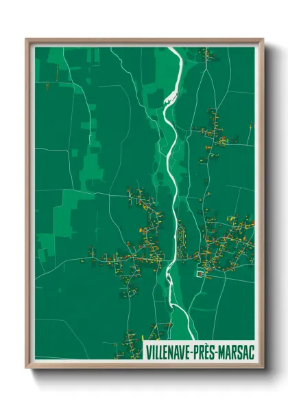 Une affiche de carte sur Villenave-près-Marsac