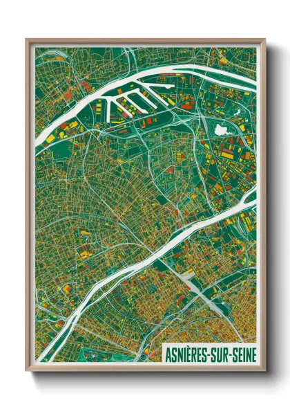 Une affiche de carte sur Asnières-sur-Seine