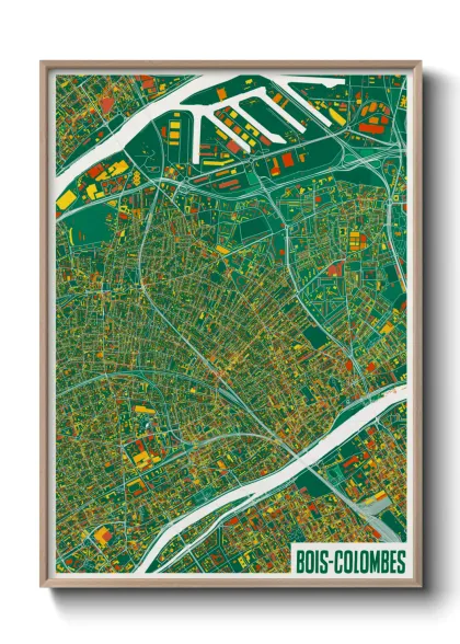Une affiche de carte sur Bois-Colombes
