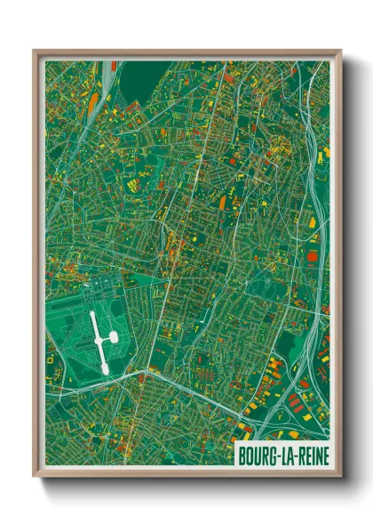 Une affiche de carte sur Bourg-la-Reine