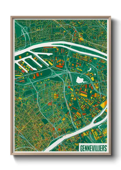 Une affiche de carte sur Gennevilliers