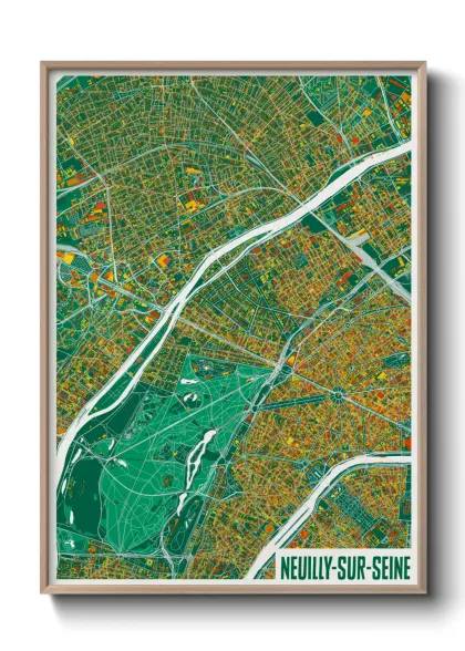 Une affiche de carte sur Neuilly-sur-Seine