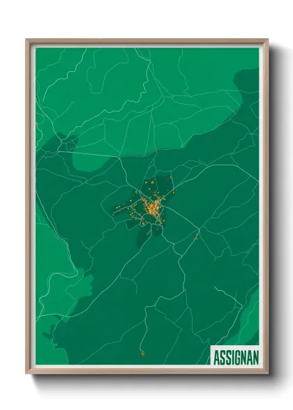 Une affiche de carte sur Assignan
