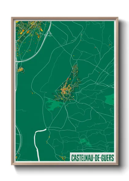 Une affiche de carte sur Castelnau-de-Guers