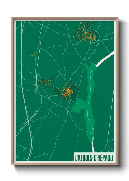 Une affiche de carte sur Cazouls-d'Hérault