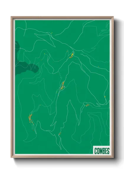 Une affiche de carte sur Combes