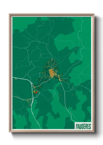 Une affiche de carte sur Faugères