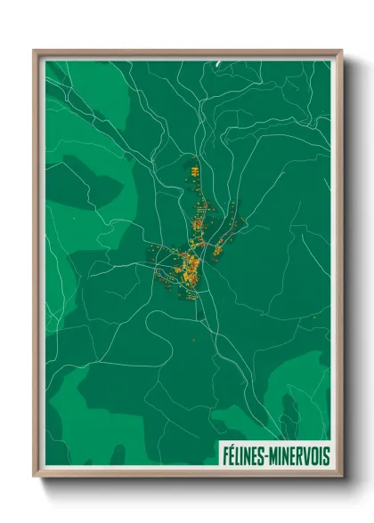 Une affiche de carte sur Félines-Minervois